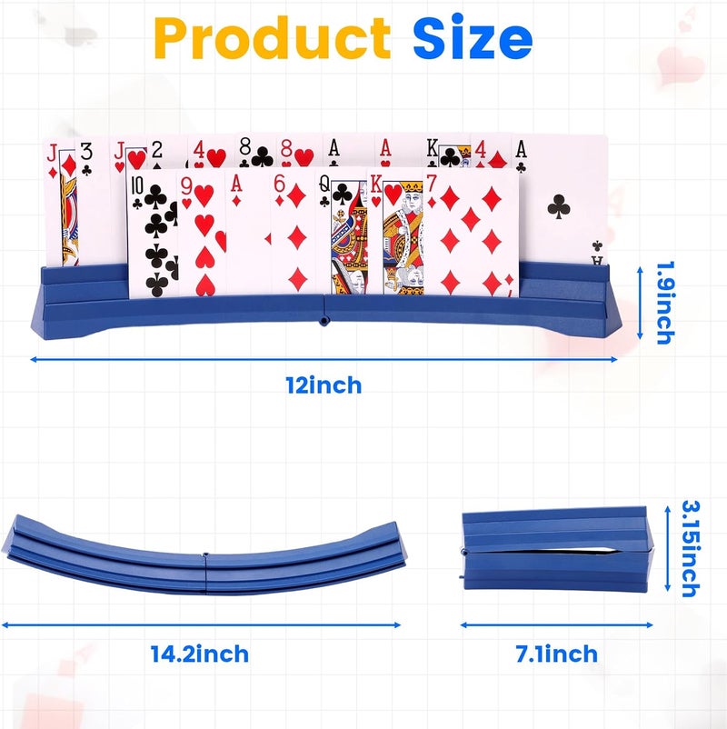 GHERPTE Store Stackable Card Holder, Double Layered Playing Card Holder Organizer Tray, 4 Pack Storage Case for Seniors, Adults, Arthritis Patients and Kids (Dark Blue) - Image 3